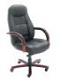 кресло руководителя 889 Размеры: 70x73x121, цвет: махагон, кожа черная 